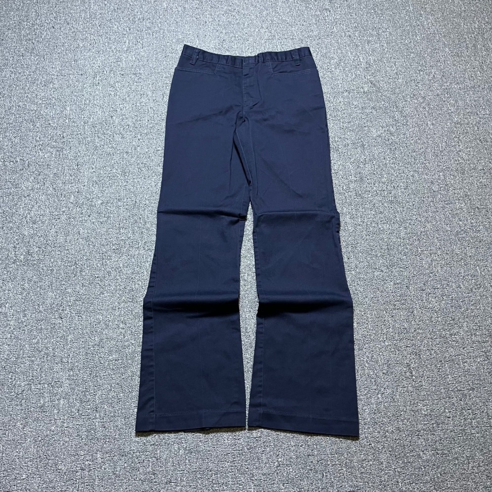 Dickies Flare Leg Work Pants Size 7 Junior Navy Blue Chino Trousers Casual